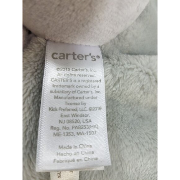 Carters Elephant Baby Lovey Security Blanket Grey With Satin Trim Soft Plush - Picture 4 of 5
